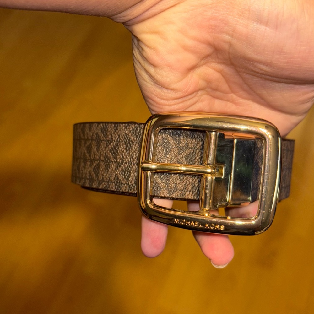 Michael Kors Dark Brown Belt with Gold Buckle